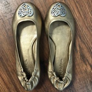 Brighton “Heart” ballet flats gold leather sz 6
